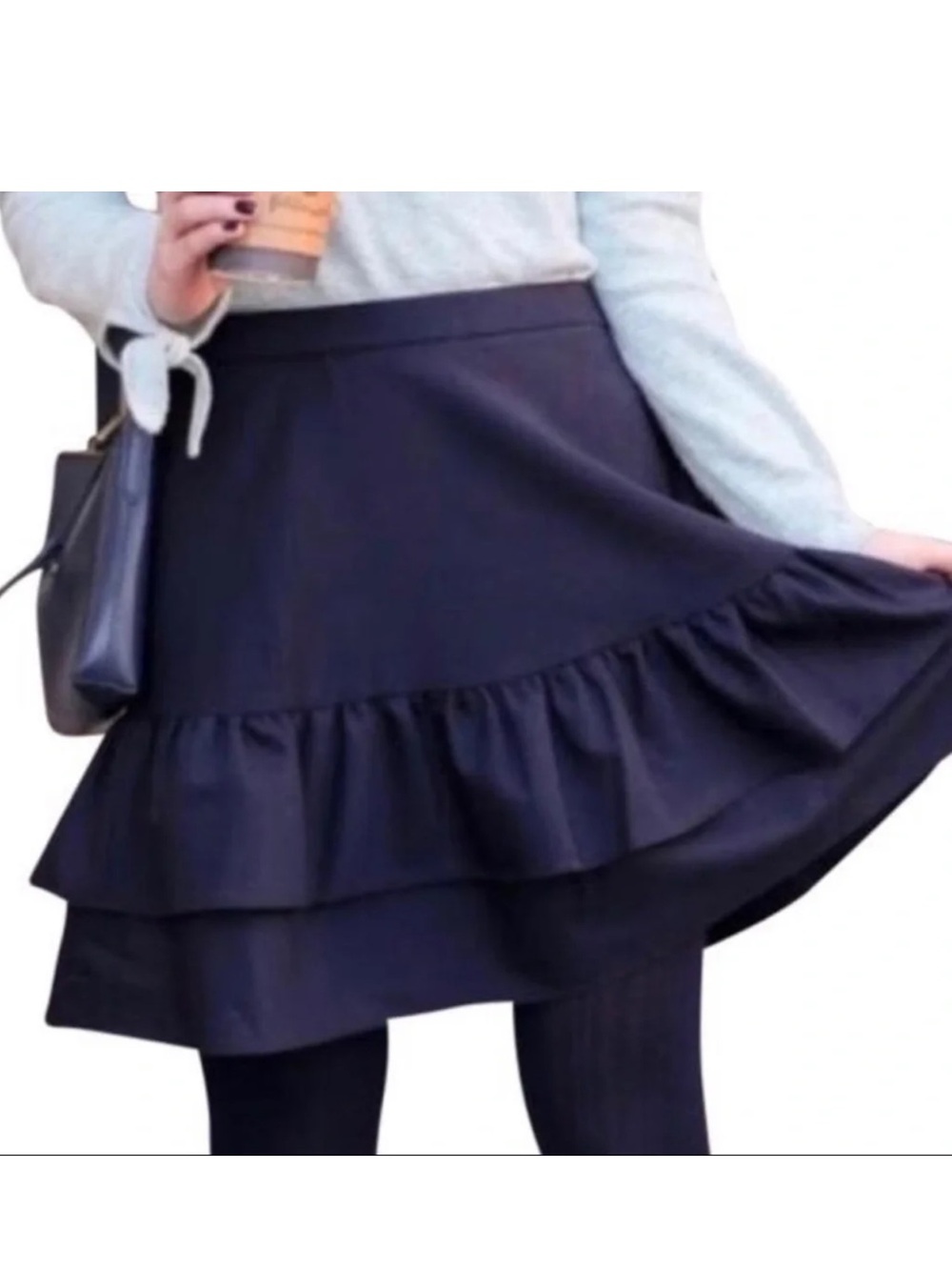 J. Crew Navy Tiered Ruffle Mini Skirt
